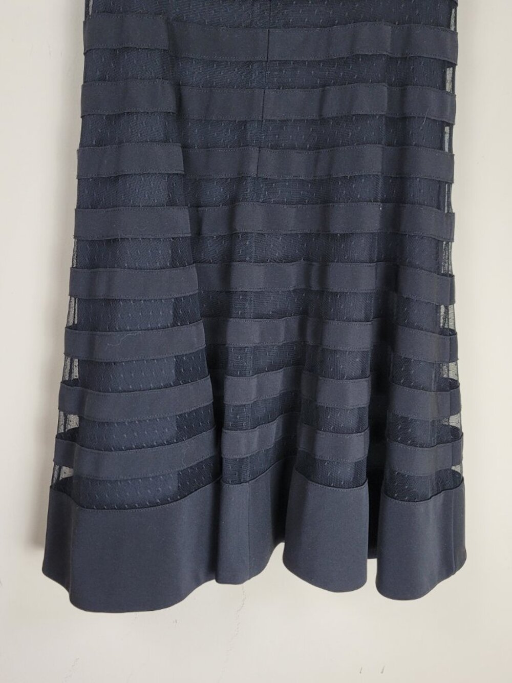 White House Black Market Black Fit & Flare Dress Size 4 Sheer Mesh Cocktail - Picture 7 of 11